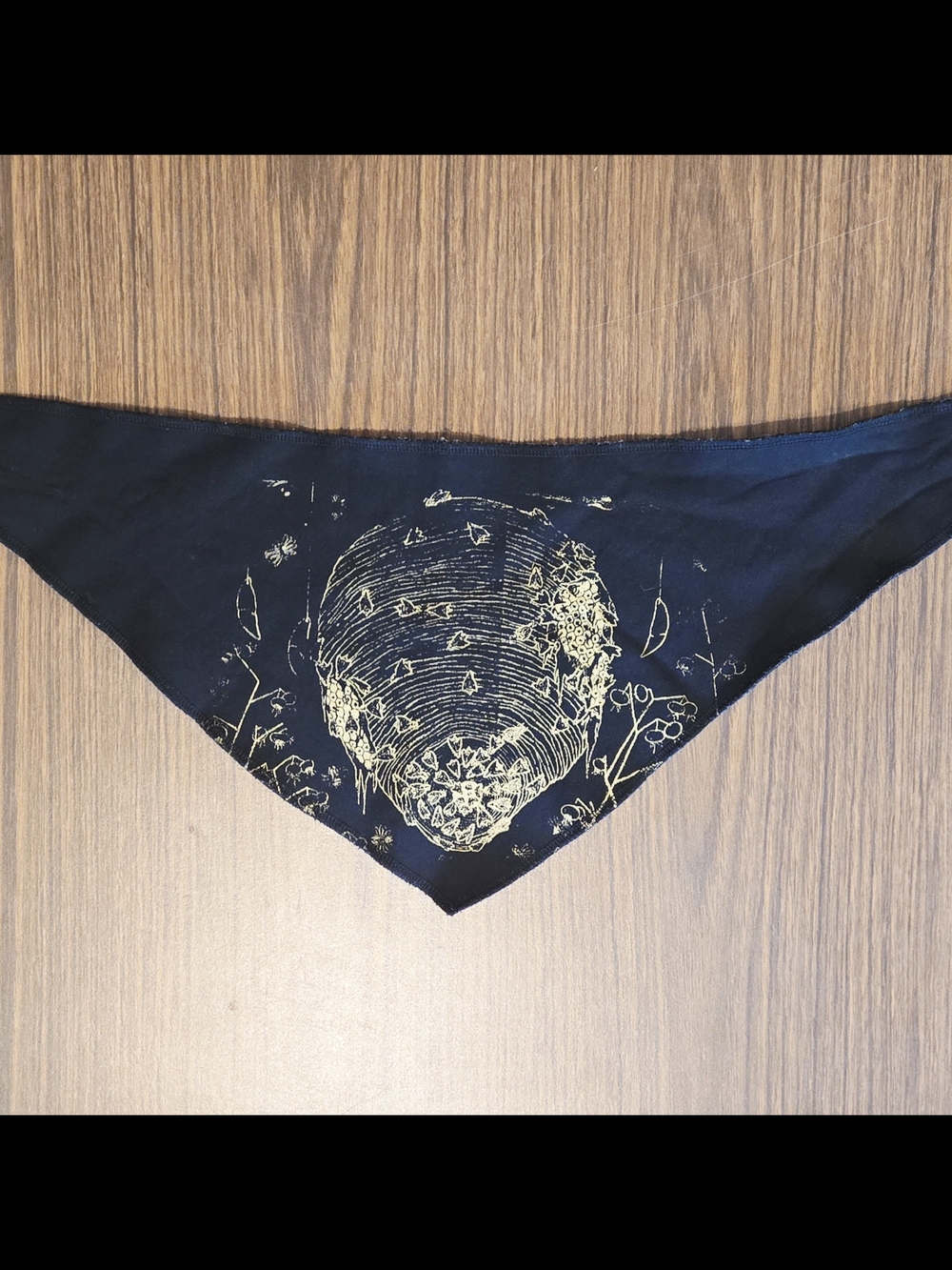 Handmade Black Bandana with Gold Beehive Print